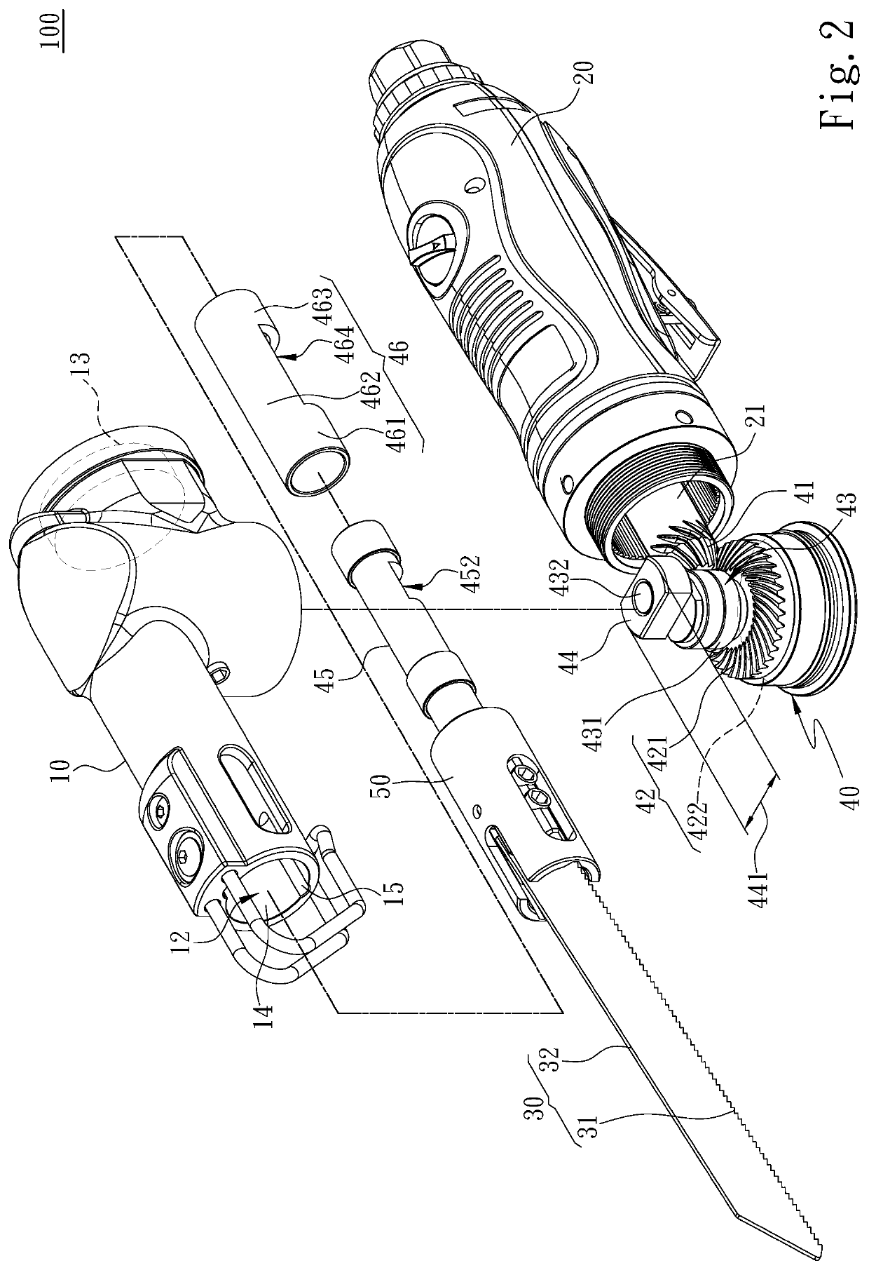 Pneumatic reciprocating saw