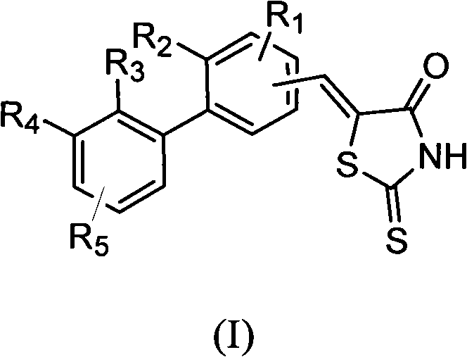 Biphenyl methylene-2-sulpho-4-thiazolone compound as well as preparation method and application thereof