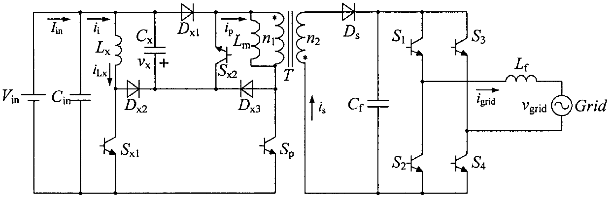 High-efficiency photovoltaic grid-connected inverter for active auxiliary ripple suppression, and control method thereof