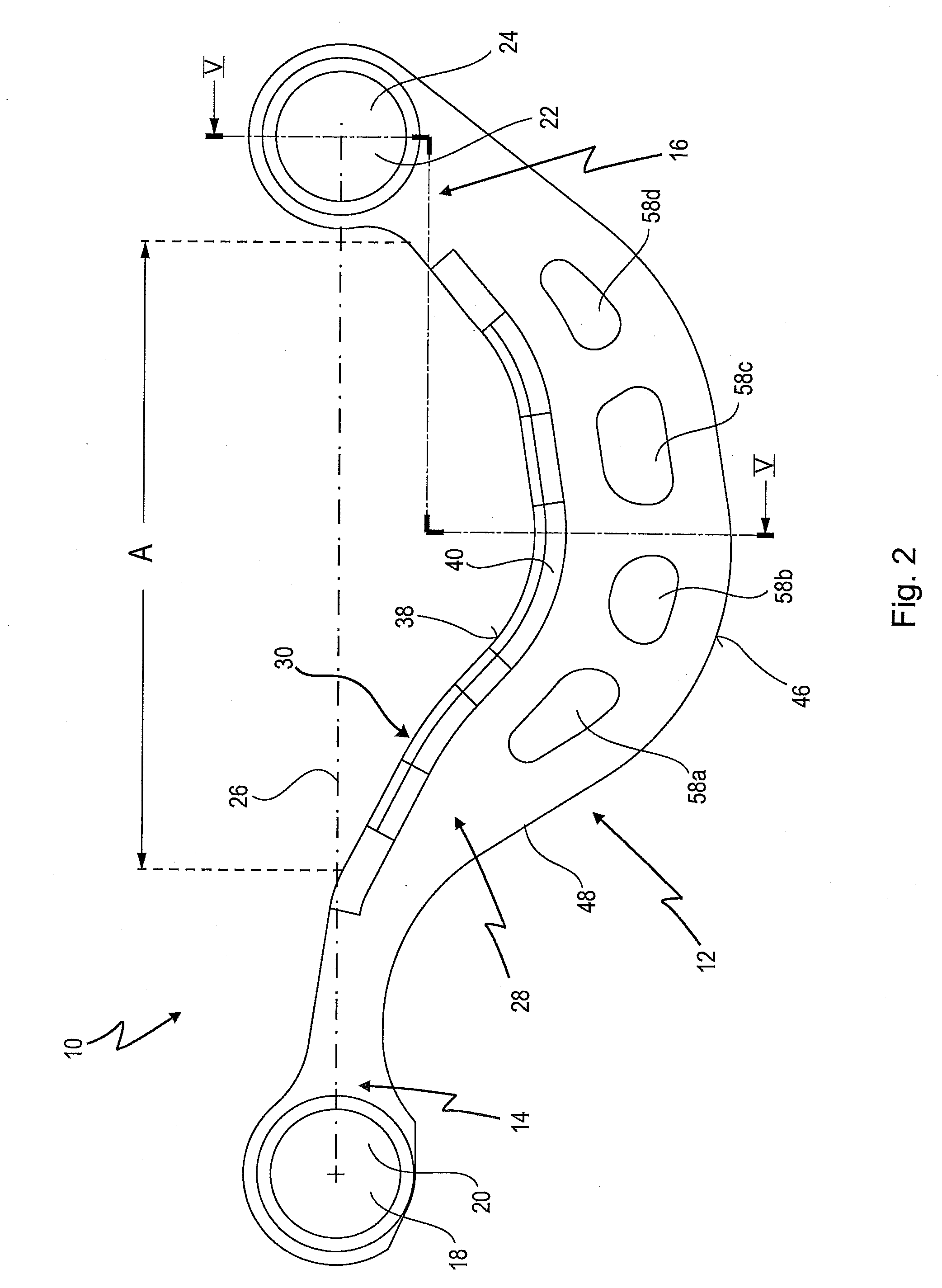 Stabilizing strut for a chassis of a vehicle