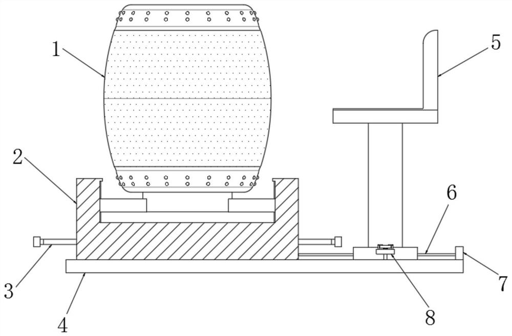 Dragon boat drum body fixing device and seat structure thereof