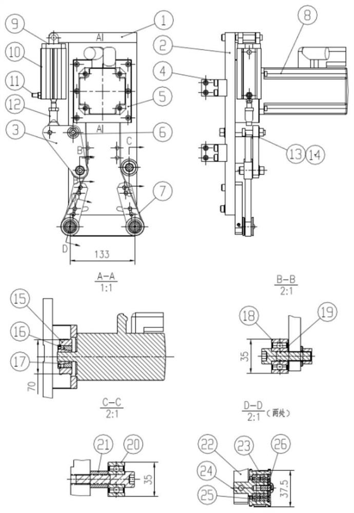 A feeding device, a polishing device and a finishing machine for a finishing machine