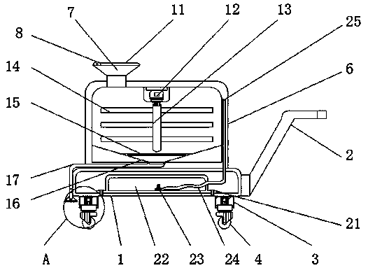 Fertilizer applying device allowing fertilizer to be mixed and convenient to move