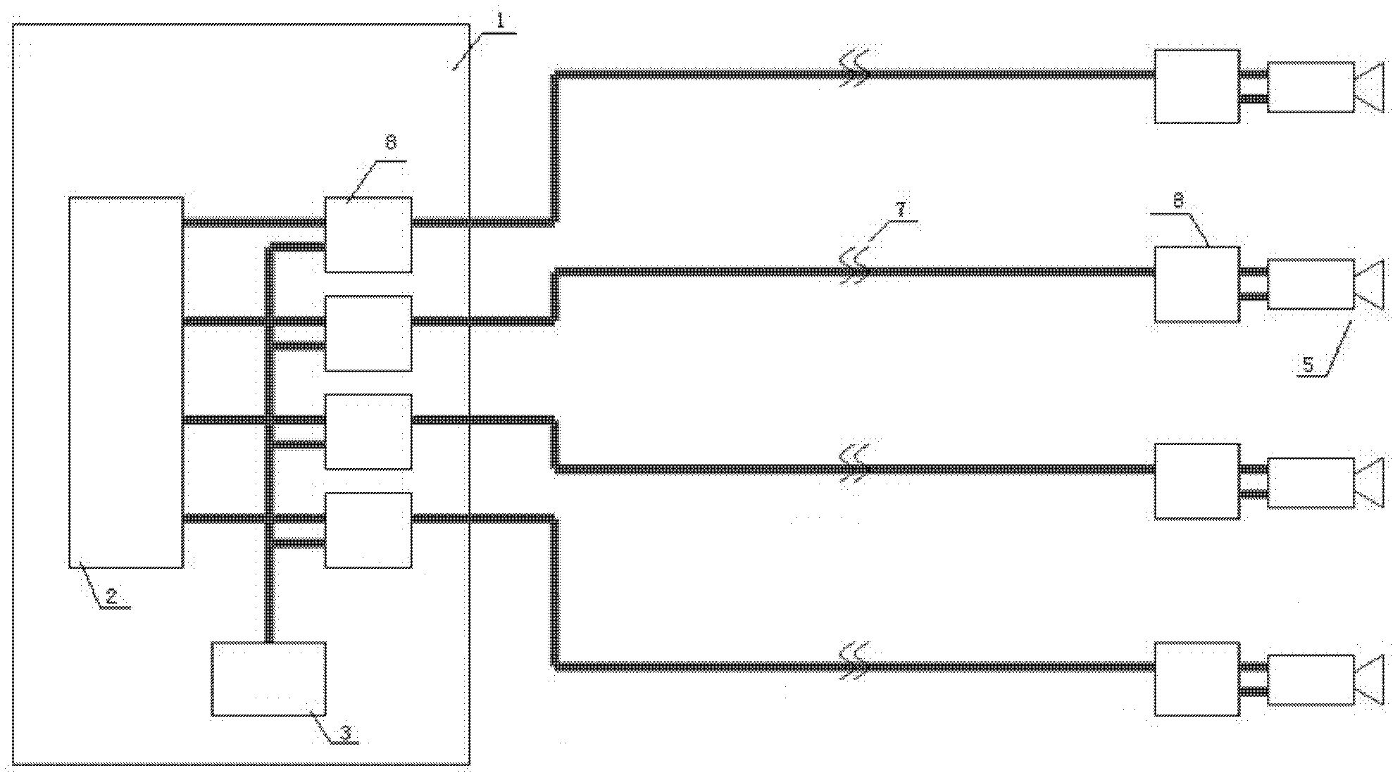 Method and equipment for transmitting analog video signal and realizing long-distance power supply by network cables