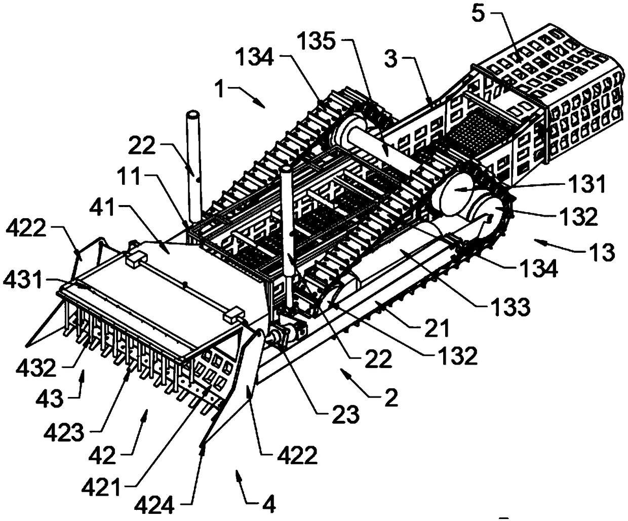 Transmission system and combined type lotus rhizome harvesting machine having same