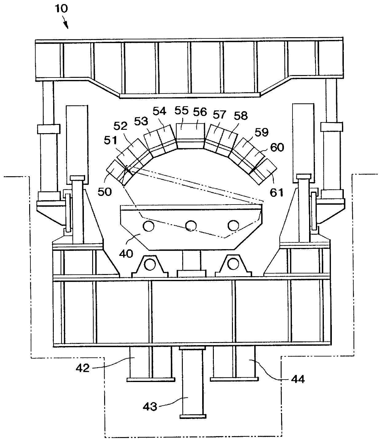 Stretch-forming machine with servo-controlled curving jaws