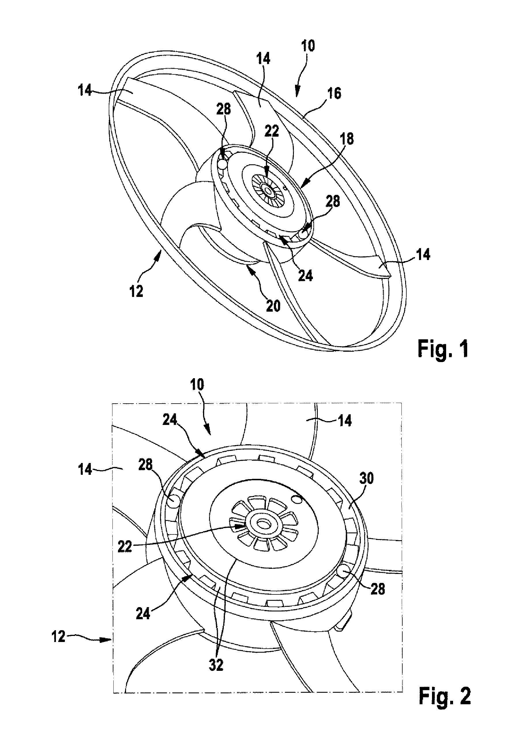 Engine cooling fan having dynamic unbalance compensation