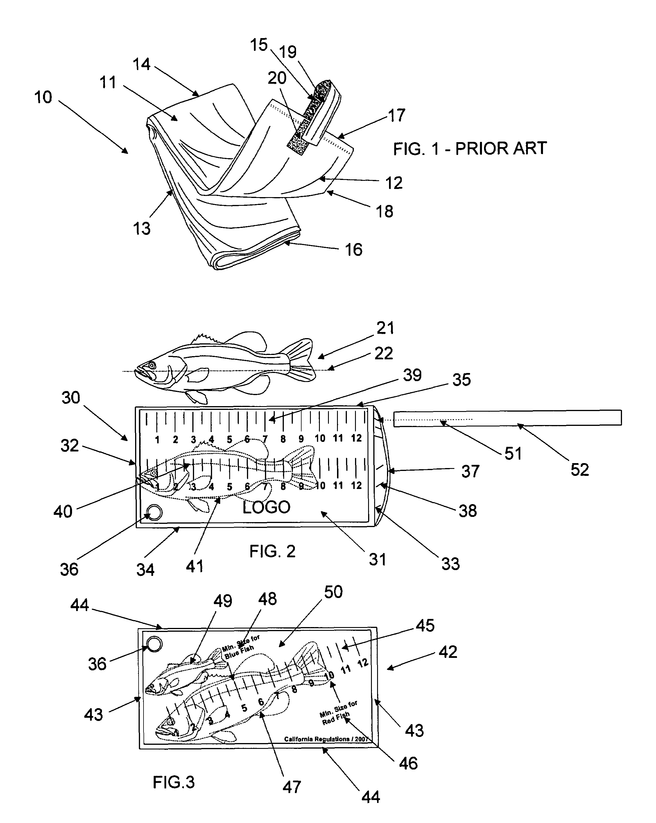 Flexible, sheetlike fish measuring device