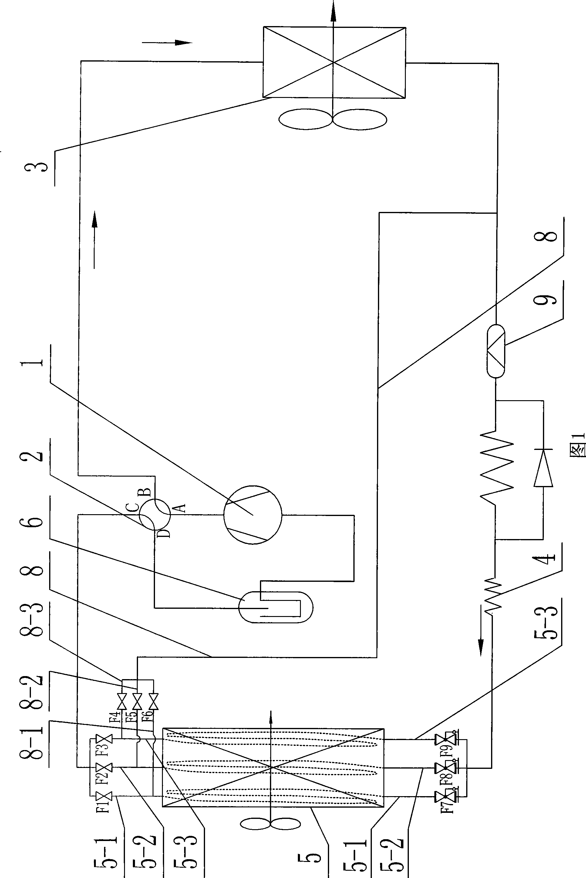 Air source heat pump system capable of continuously supplying heat by refrigerant super cooling defrost