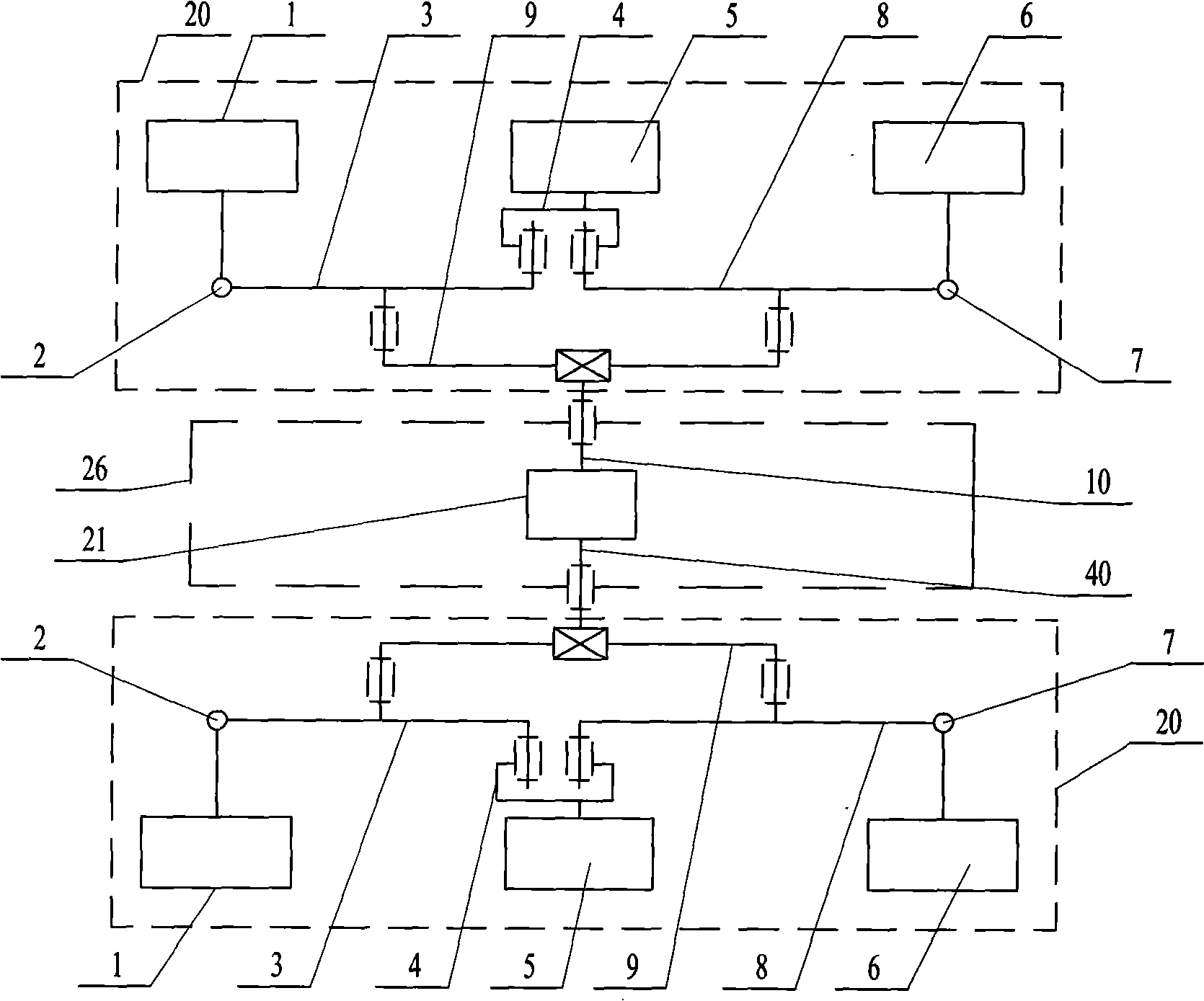 Closed chain type suspension fork mechanism of six-wheel planetary exploration device