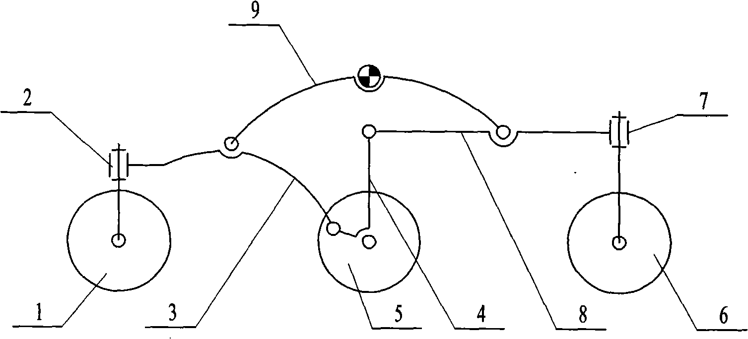 Closed chain type suspension fork mechanism of six-wheel planetary exploration device