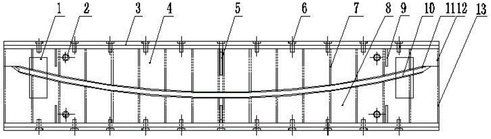 Bending forming die tool for bus roof through beam