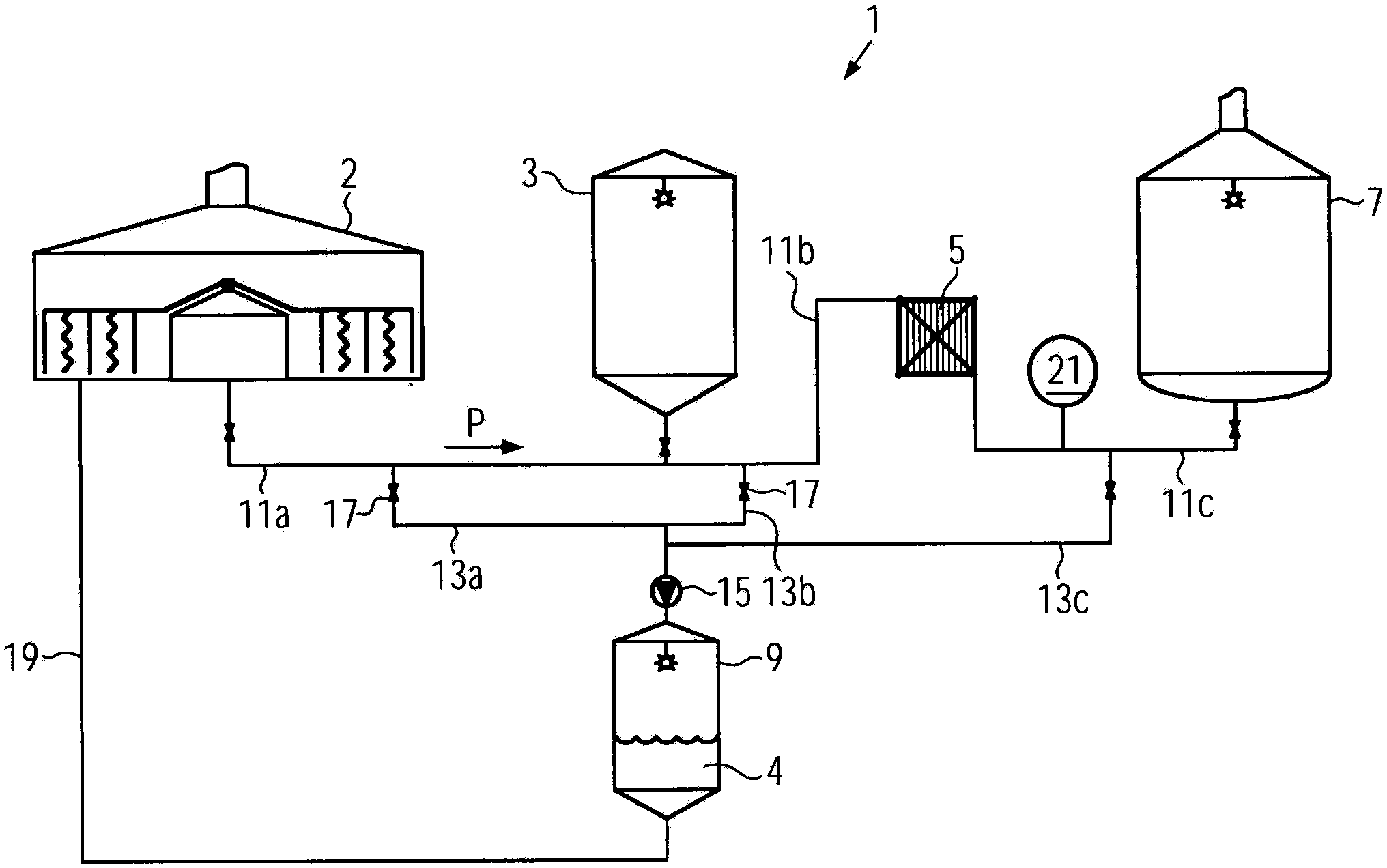 Method and device for conducting media in a brewing system