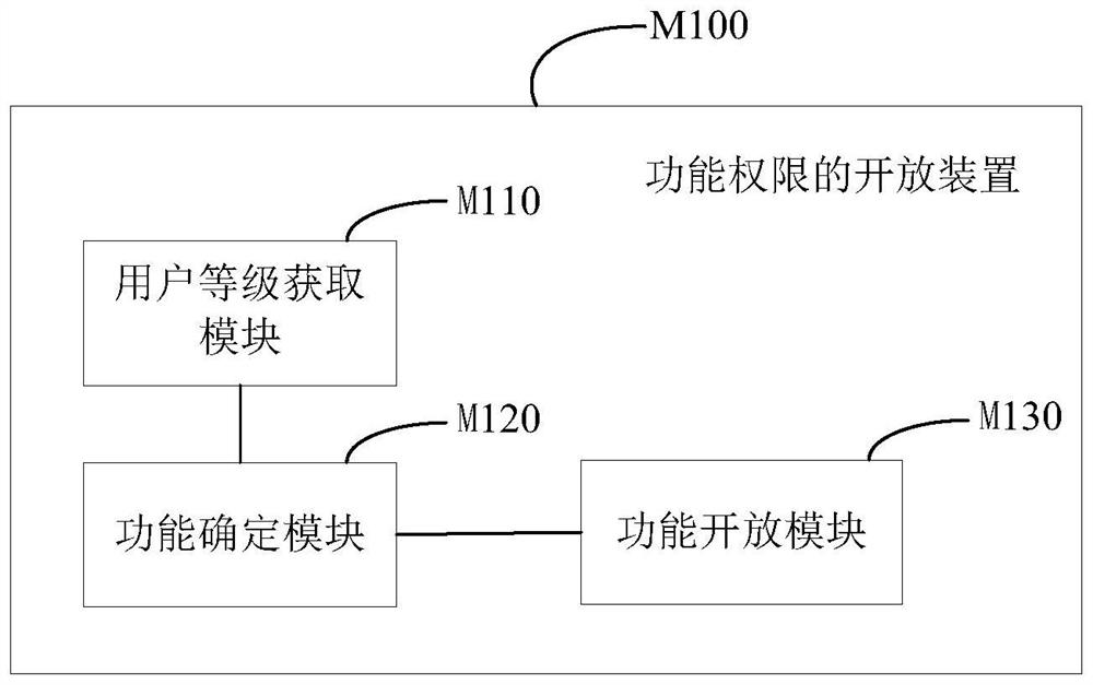 Function permission opening method and device, electronic equipment and storage medium