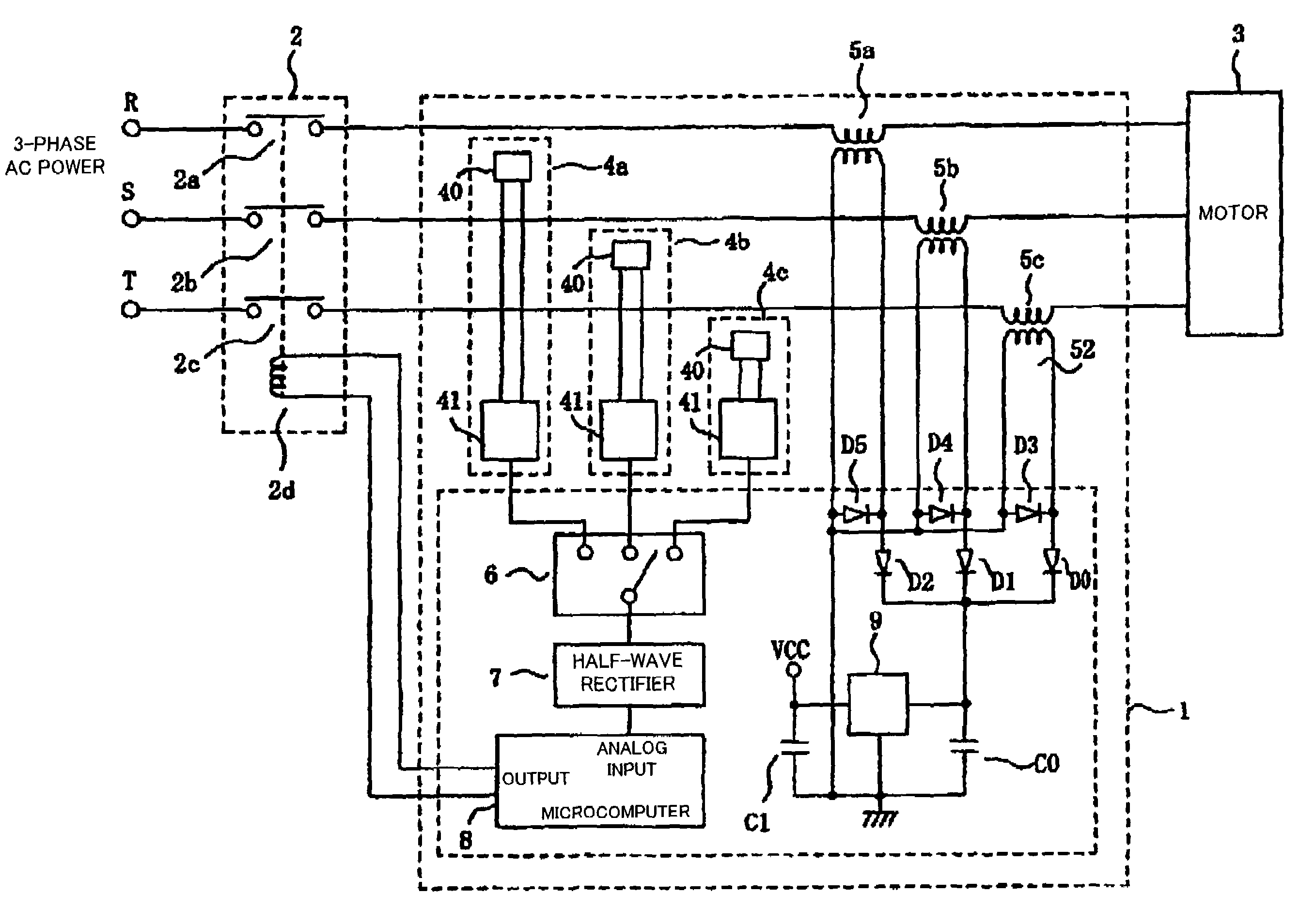 Overload current protection device using magnetic impedance element