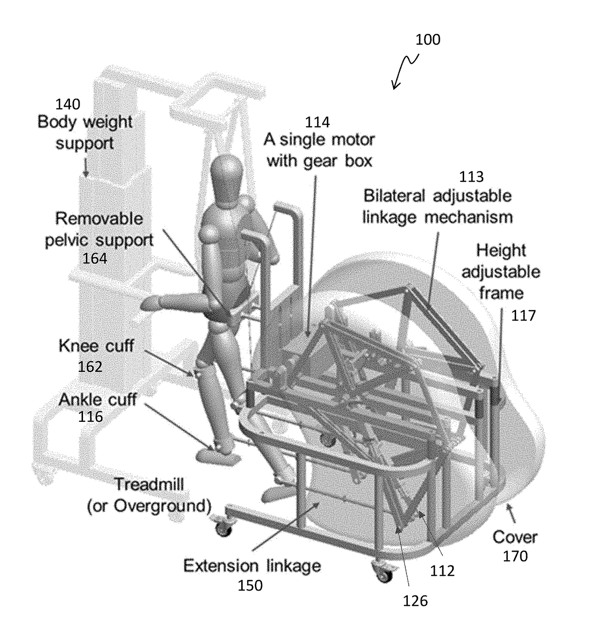 Adaptable robotic gait trainer