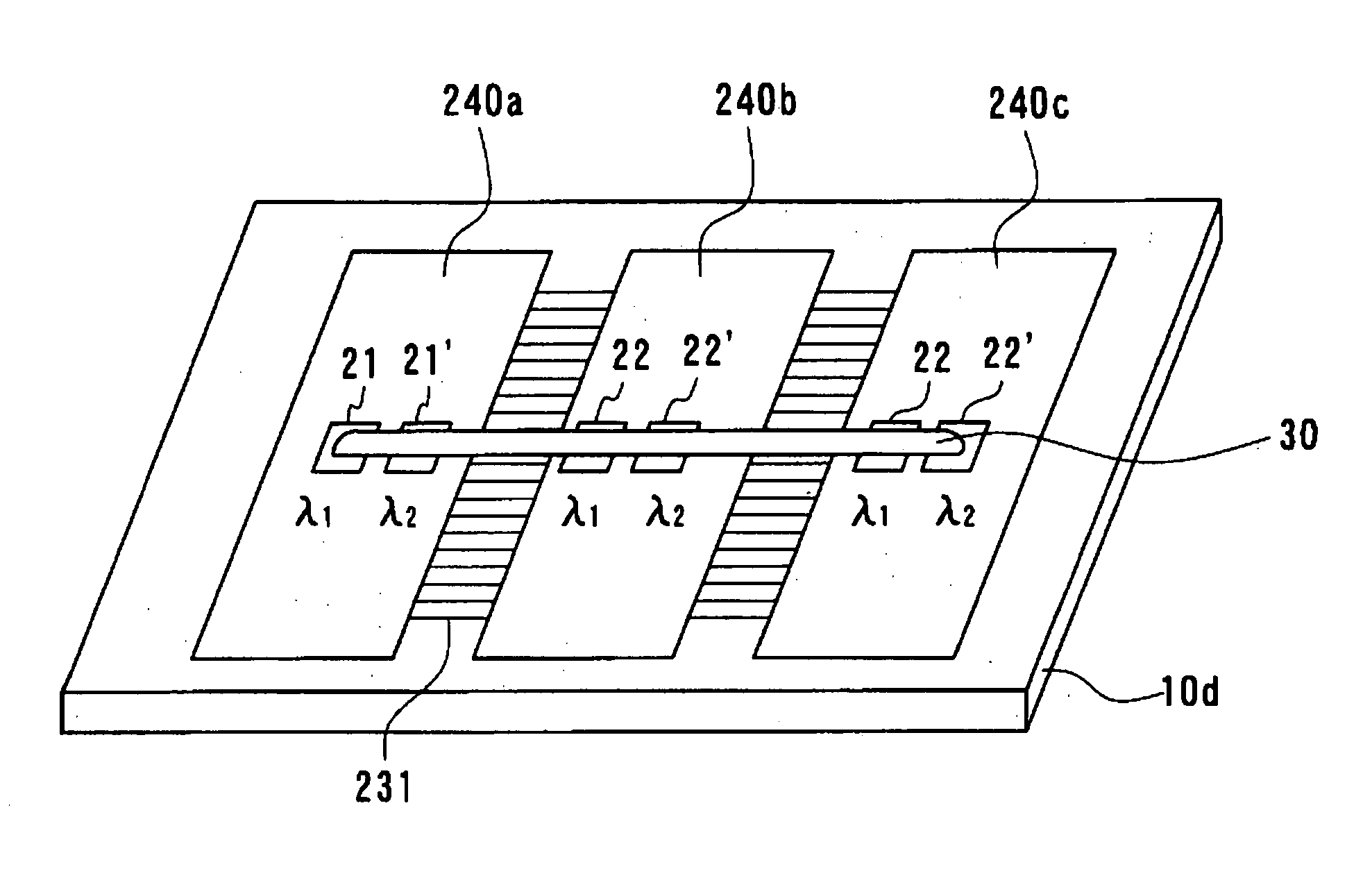 Wavelength multiplexing on-chip optical interconnection circuit, electro-optical device, and electronic apparatus