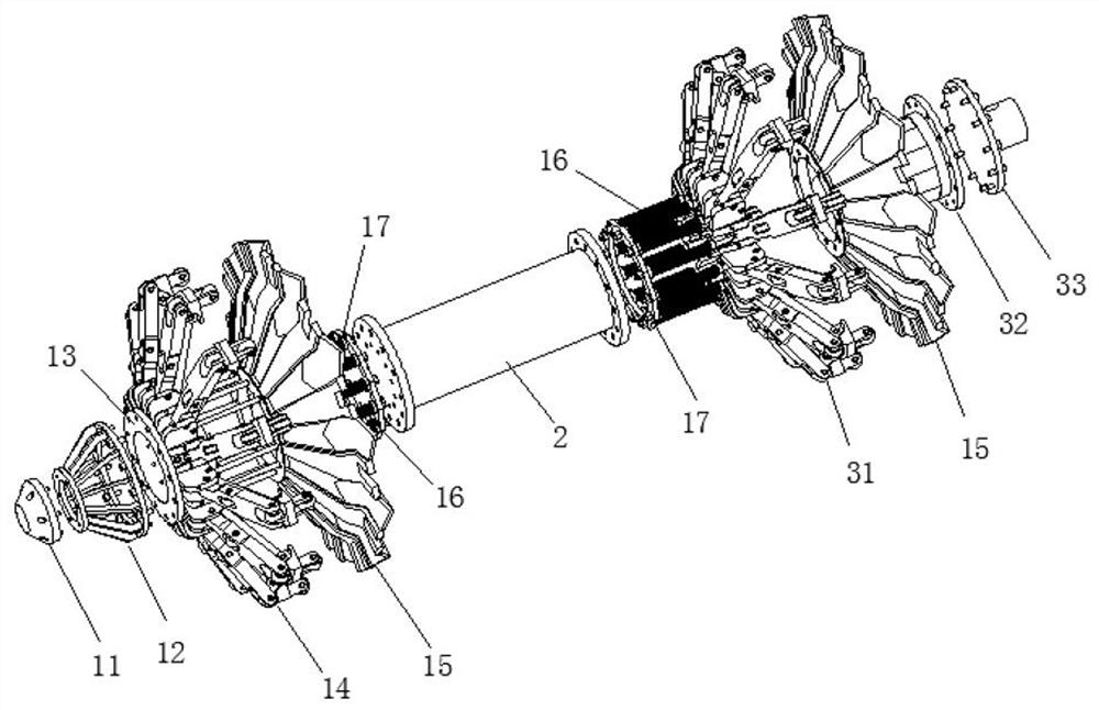 A traction device for a detector in a variable-diameter pipeline