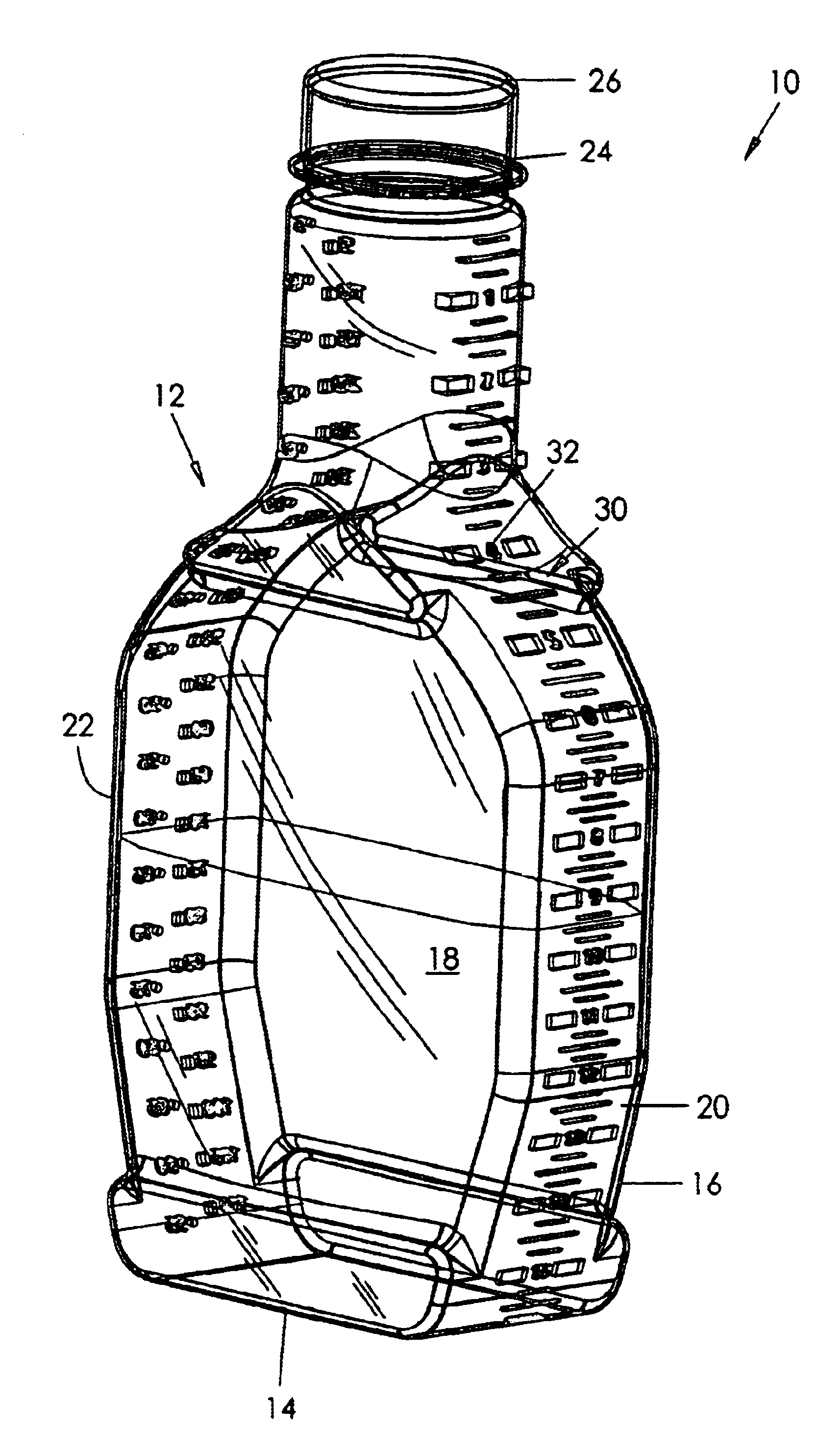 Container for monitoring consumption of selected chemical compounds of a liquid