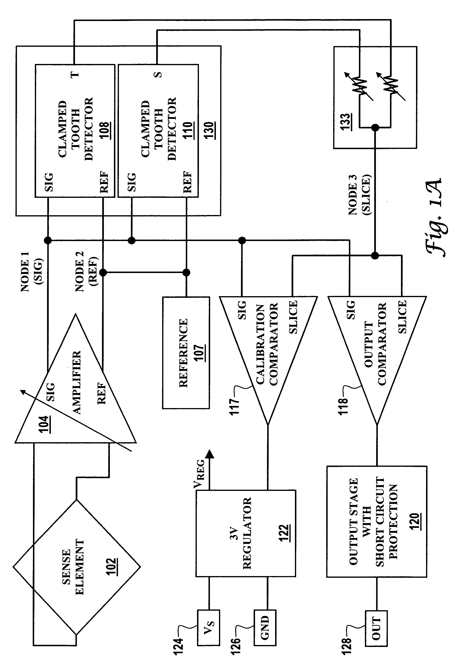 Adaptive geartooth sensor with dual peak detectors and true power on capability