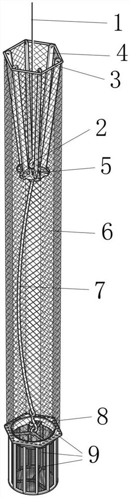 Quick-drop type vertical trawl used for biological resource investigation in Antarctic sea area and using method