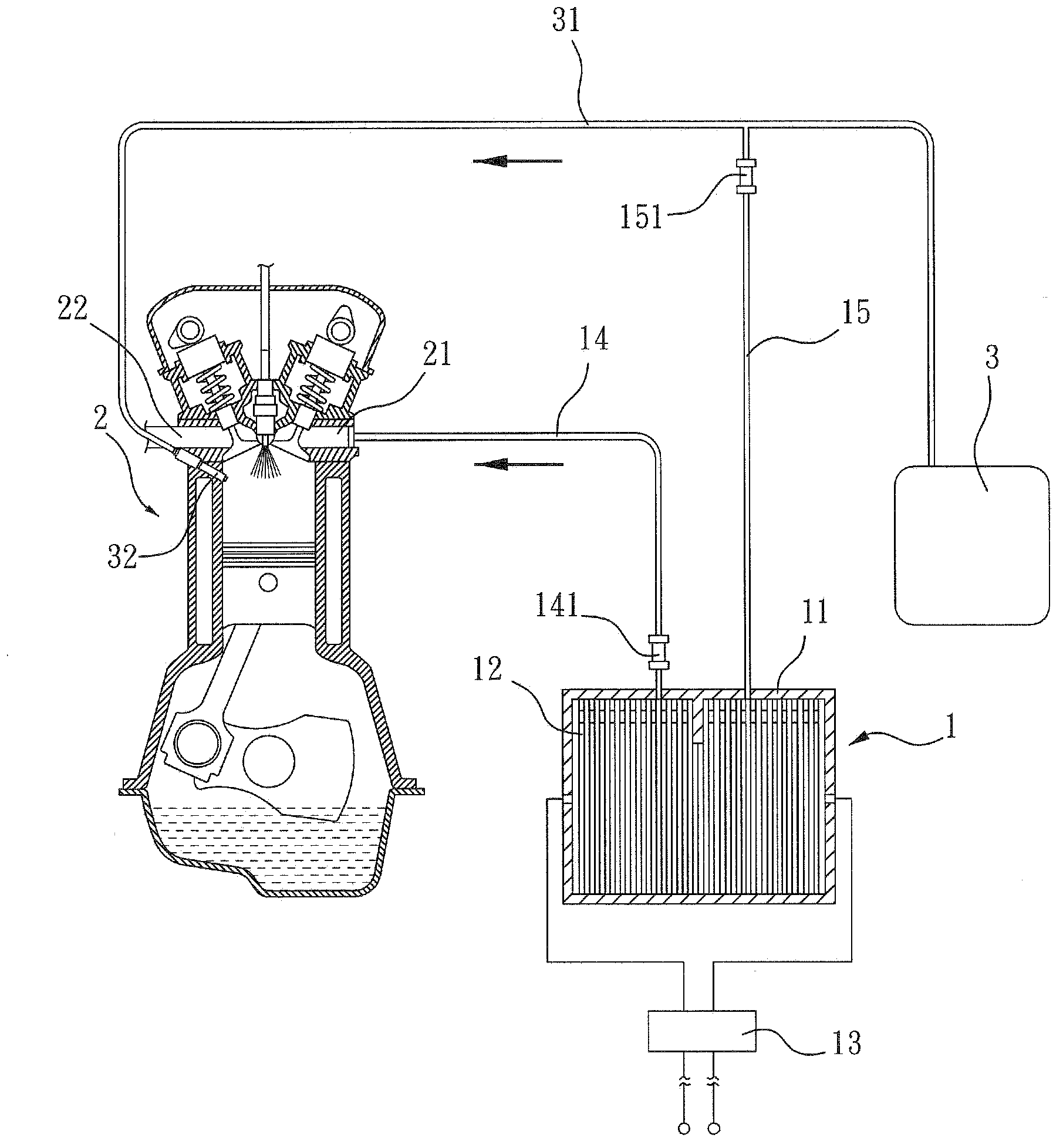 Engine energy-saving carbon-reduction efficiency improving assisting device