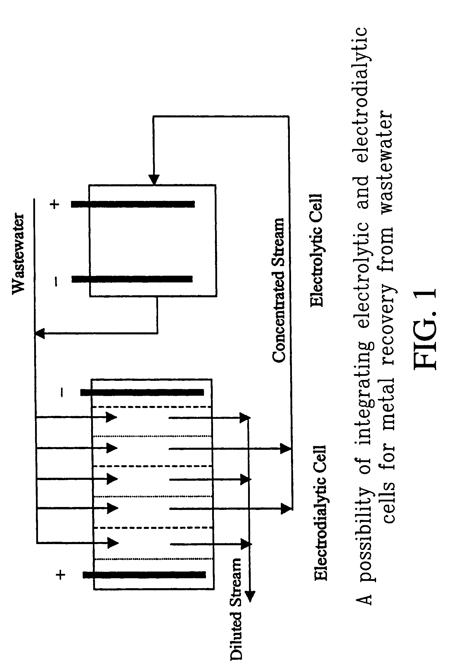 Integrated electrolytic-electrodialytic apparatus and process for recovering metals from metal ion-containing waste streams