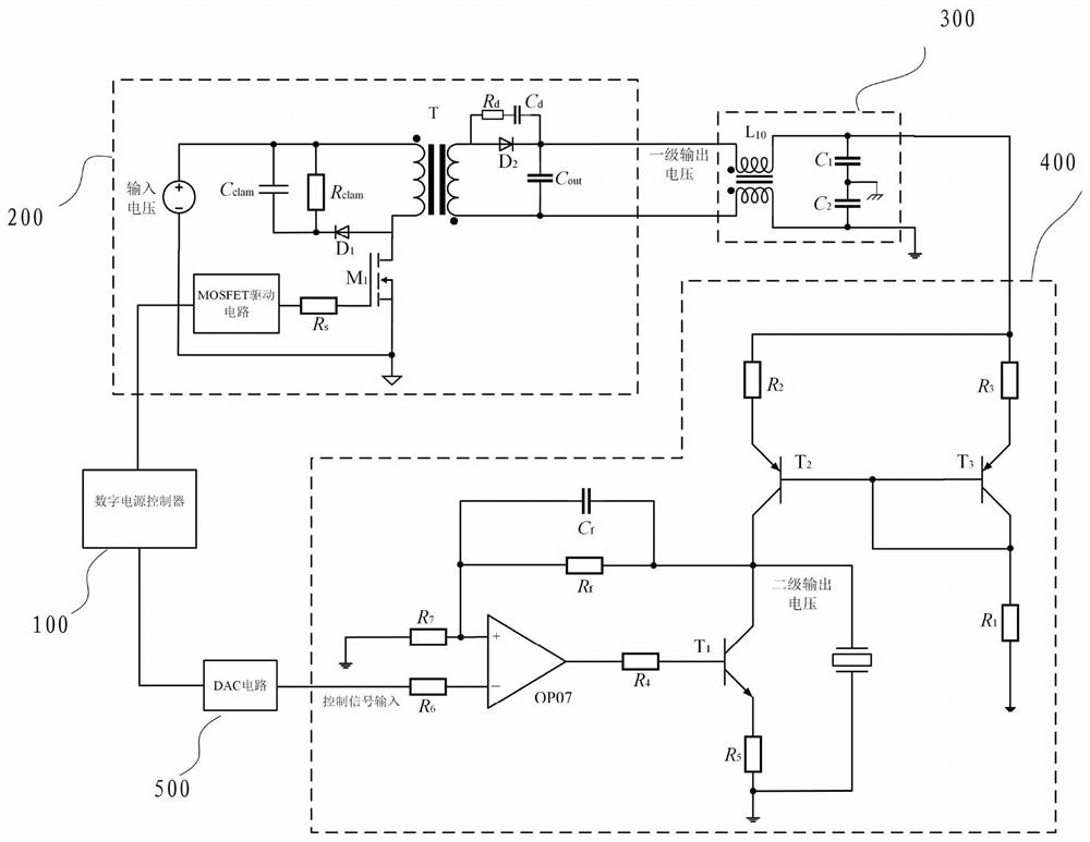 A piezoelectric ceramic driving power supply