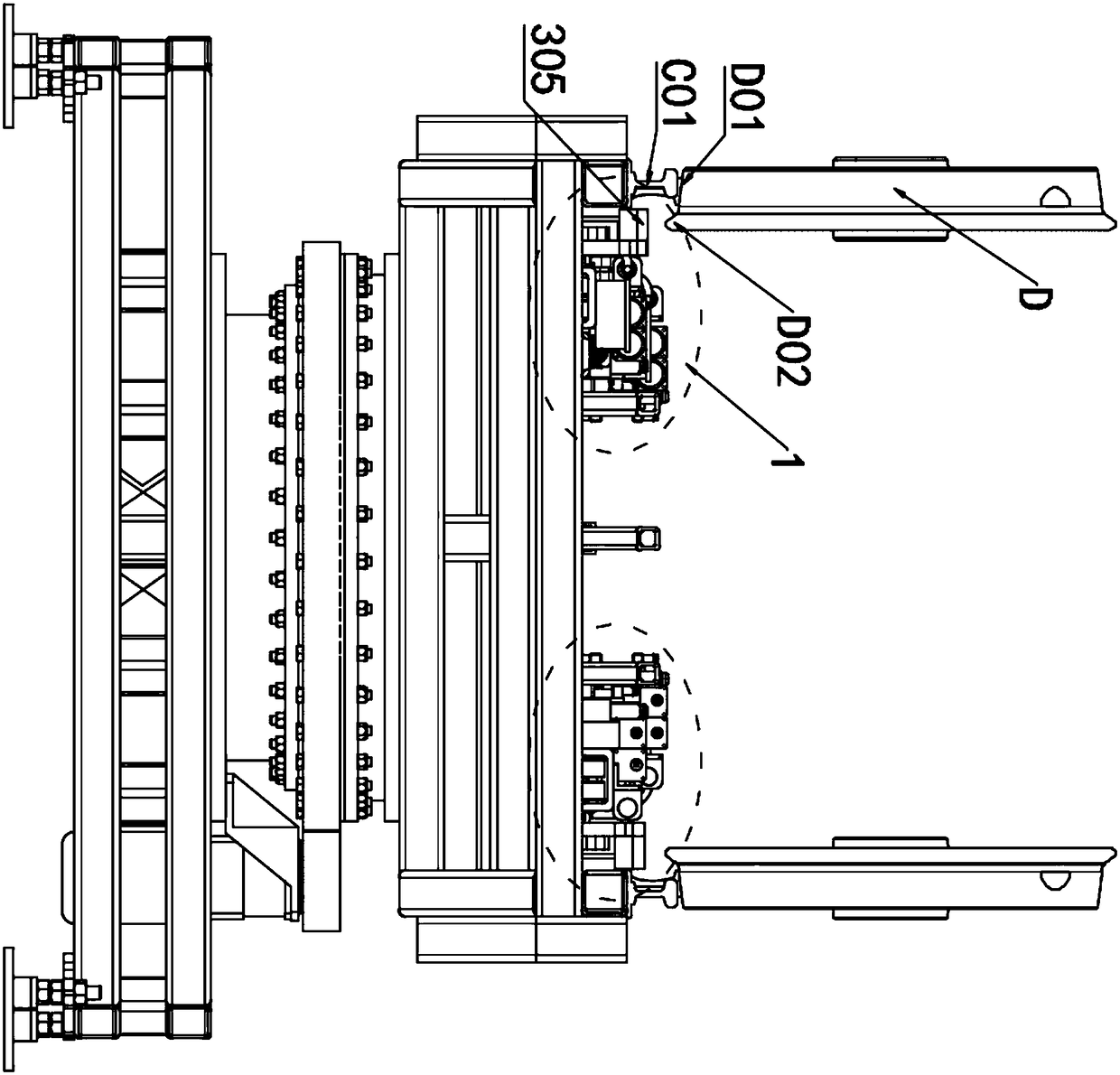 Transfer system for transporting bogies