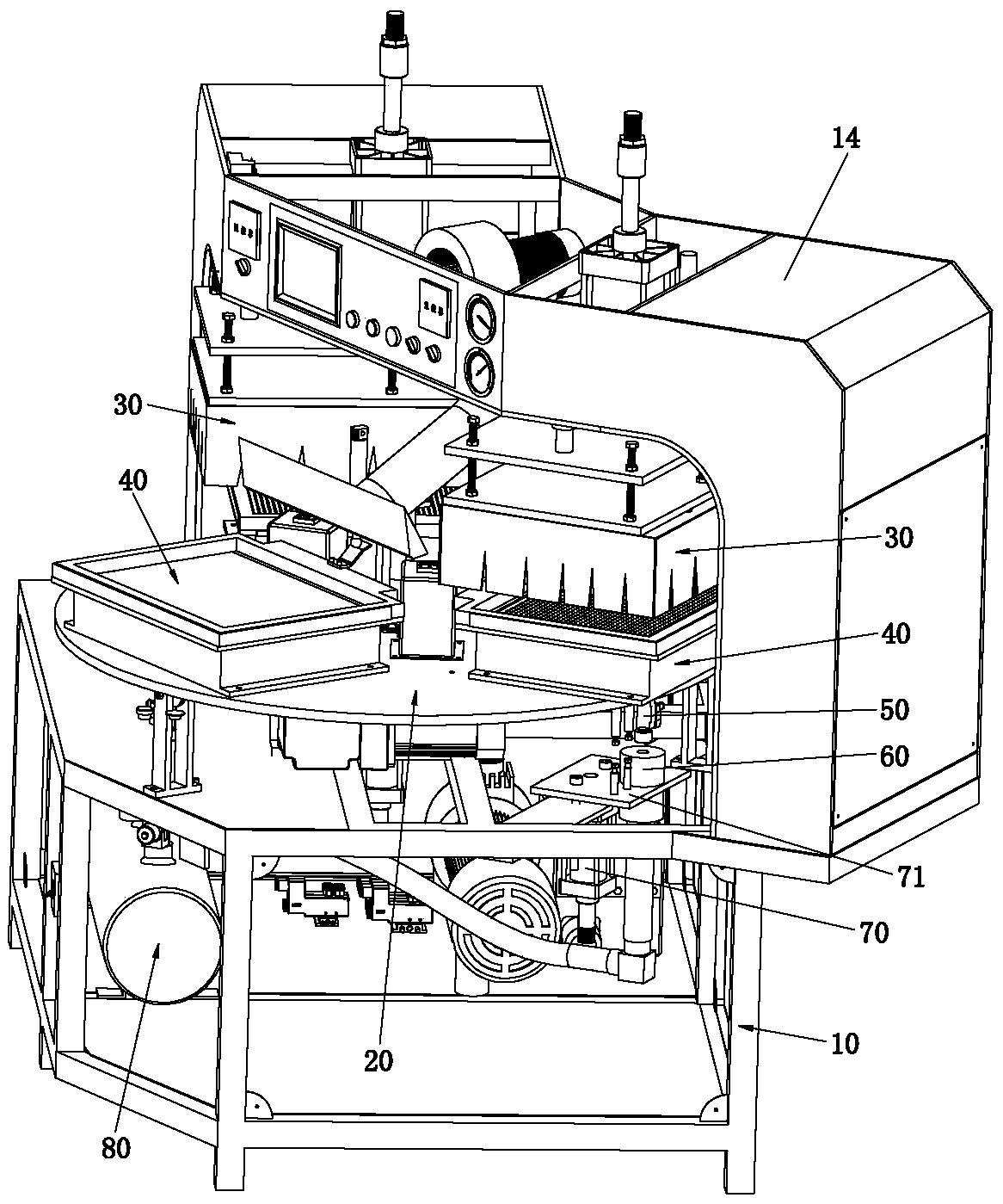 Rotating disc type vacuum heating setting machine for improving efficiency