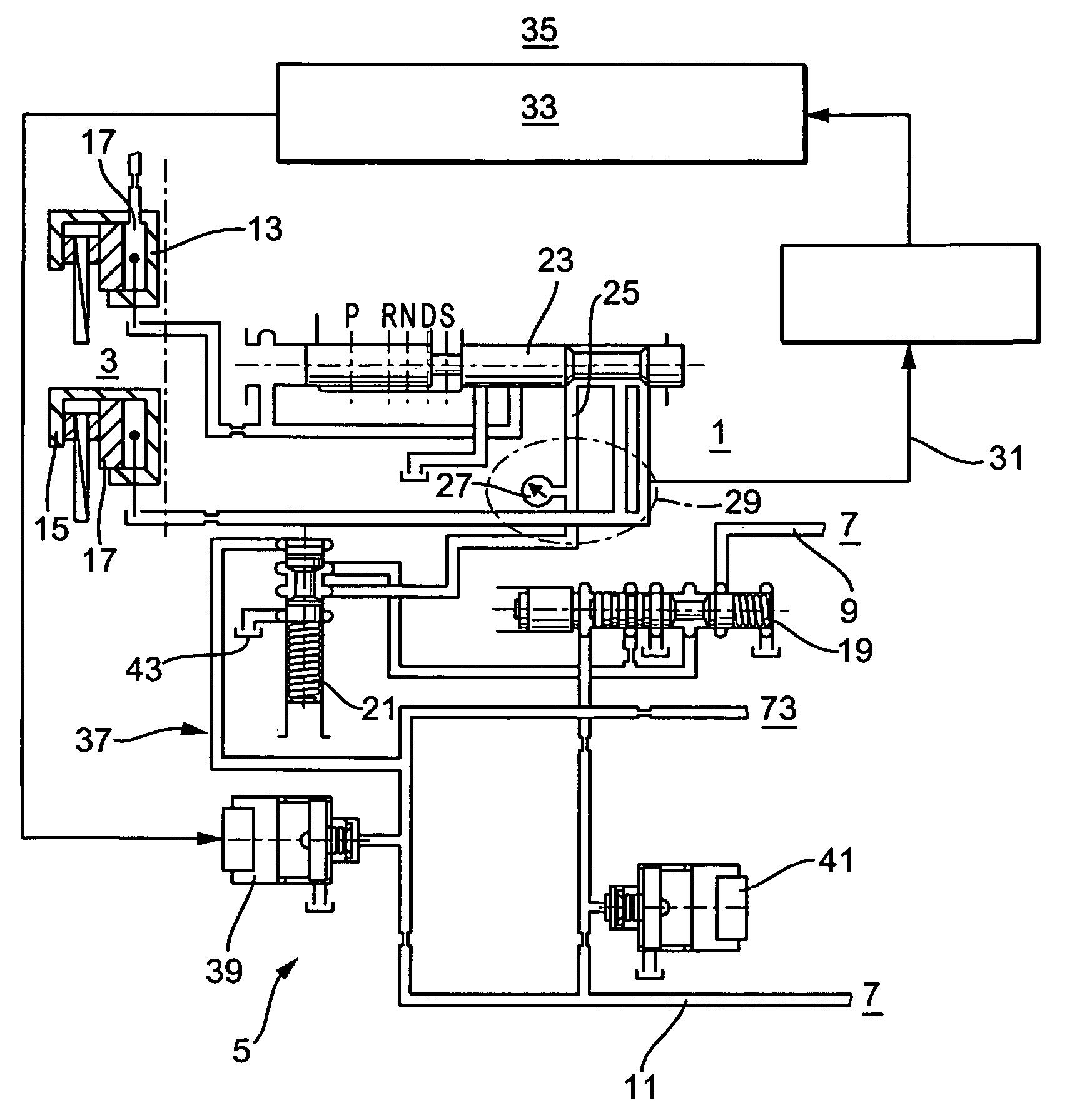 Hydraulic system with a regulating circuit for controlling a motor vehicle transmission with automated actuation of clutches