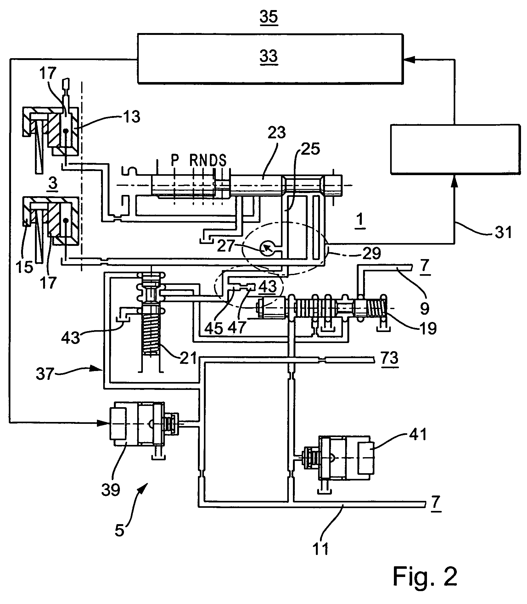 Hydraulic system with a regulating circuit for controlling a motor vehicle transmission with automated actuation of clutches