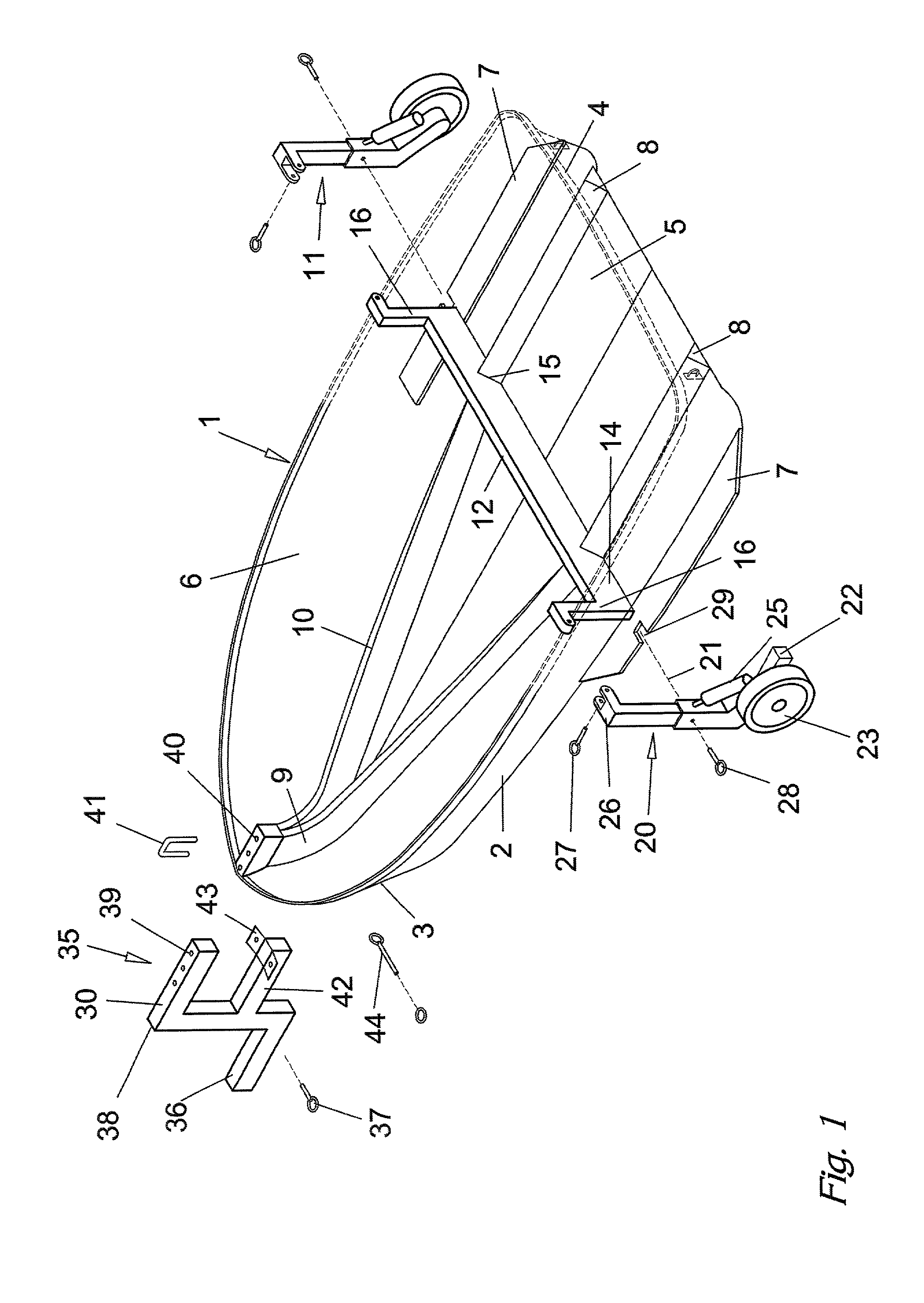 Combined boat-trailer apparatus