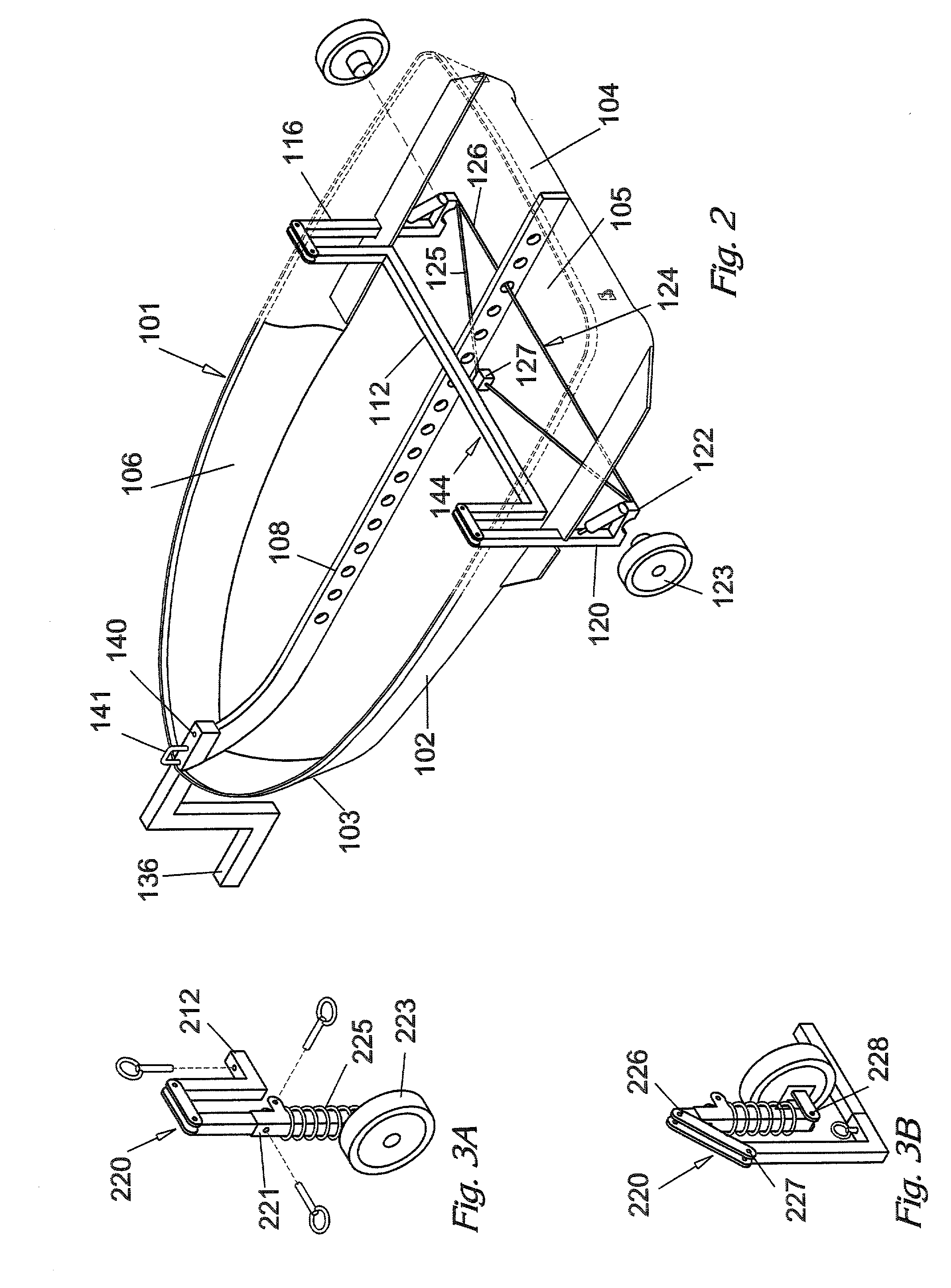 Combined boat-trailer apparatus