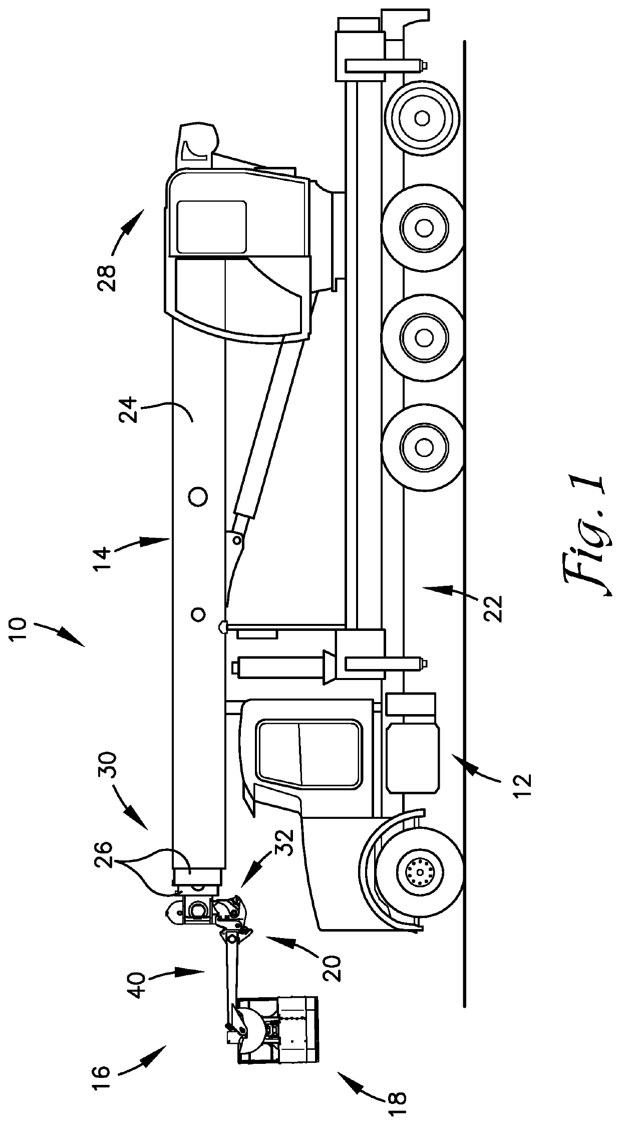 Aerial device with quick-coupling implement