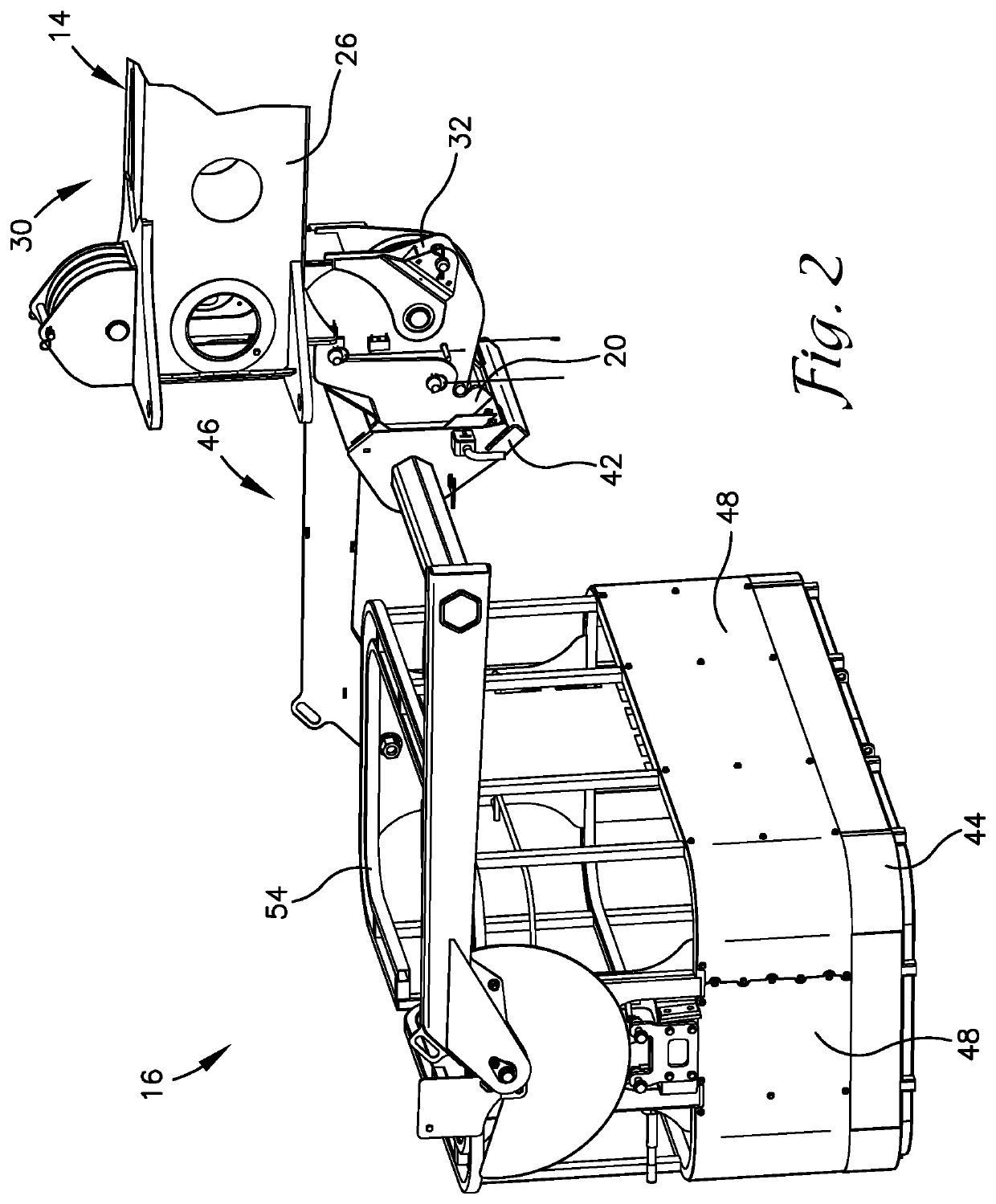 Aerial device with quick-coupling implement