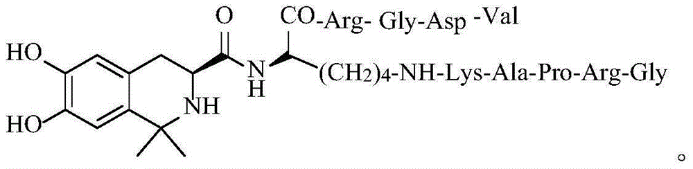 Tetrahydroisoquinoline-3-formyl-K (GRPAK) RGDV and synthesis, activity and application thereof