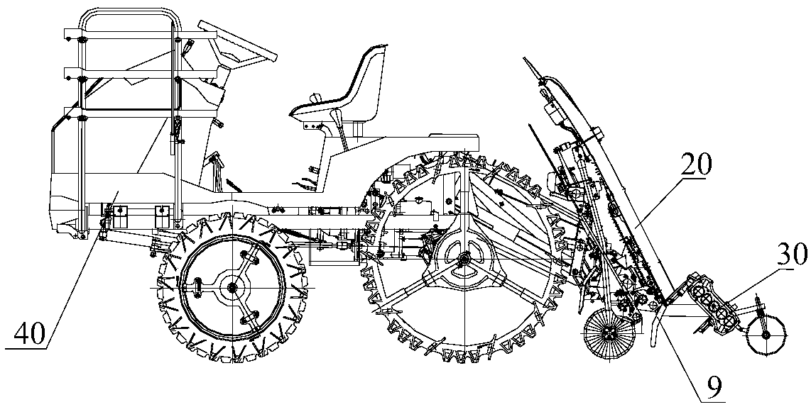 High-speed cutting, fetching and planting device for blanket rape seedlings