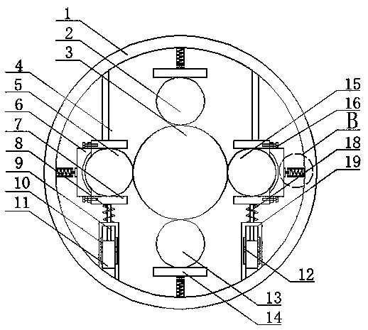 Connecting device capable of reducing stress of heating pipes of roasting furnace