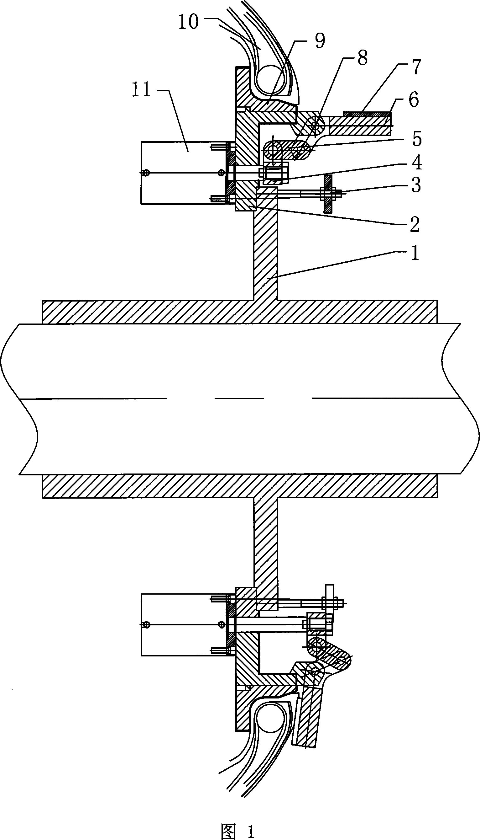 Device for locking traveler of tyre builder