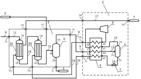 Olefin polymer effluent gas recycling device and method in production