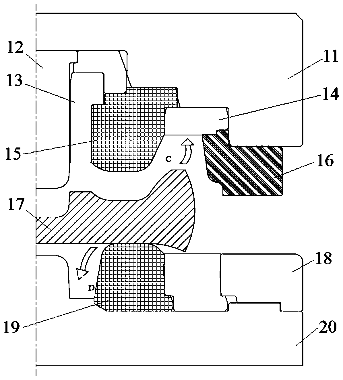 Hot forming process of train wheel with large difference in rim-plate spacing of anti-spoke plate