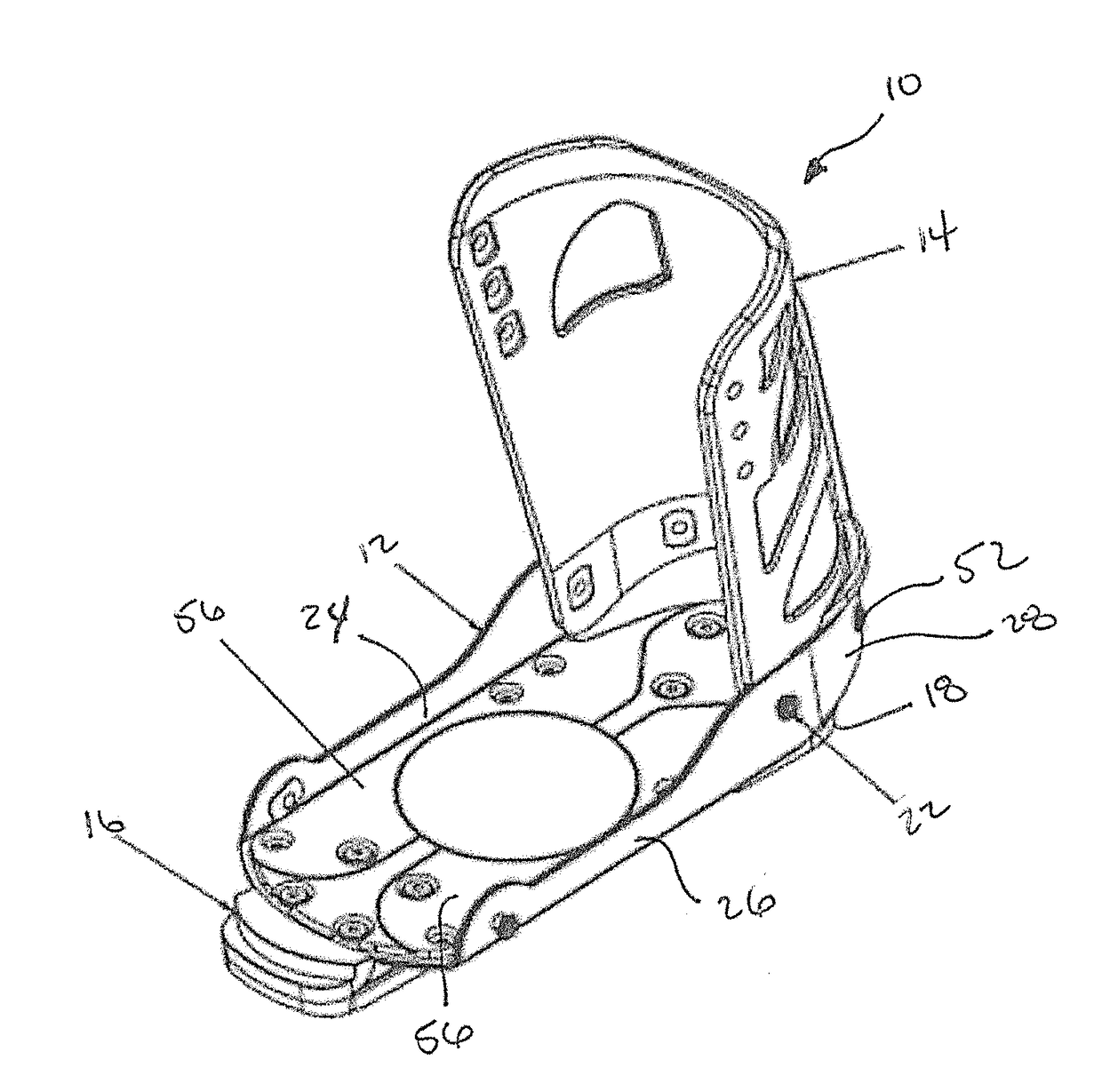 Downhill snow sport boot frame