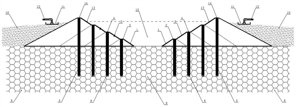 Forced vertical occupation embankment construction method for new hydraulic reclamation land area water system ditch