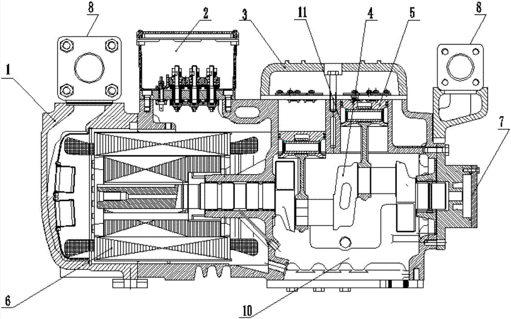 Semi-closed piston refrigeration compressor