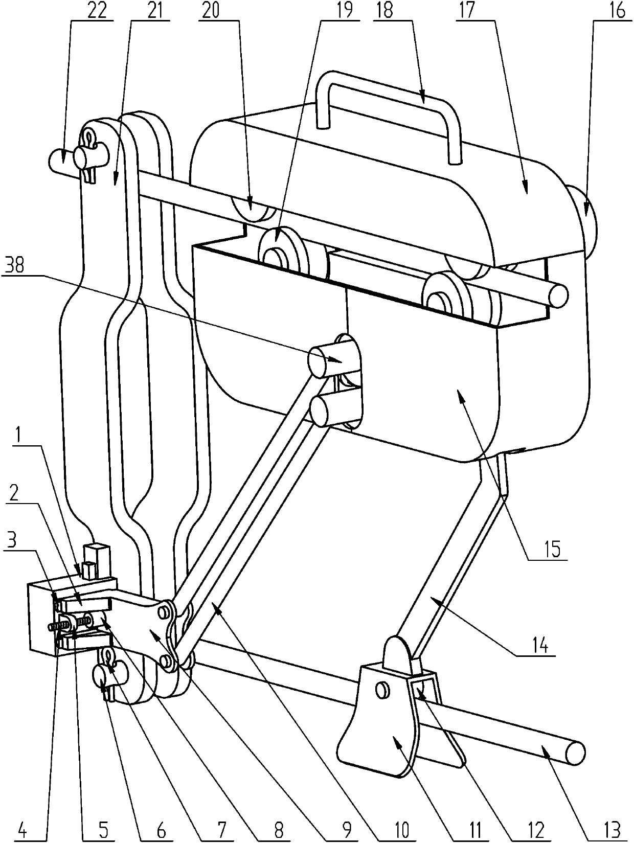 Walking type high-voltage line pin supplementing device