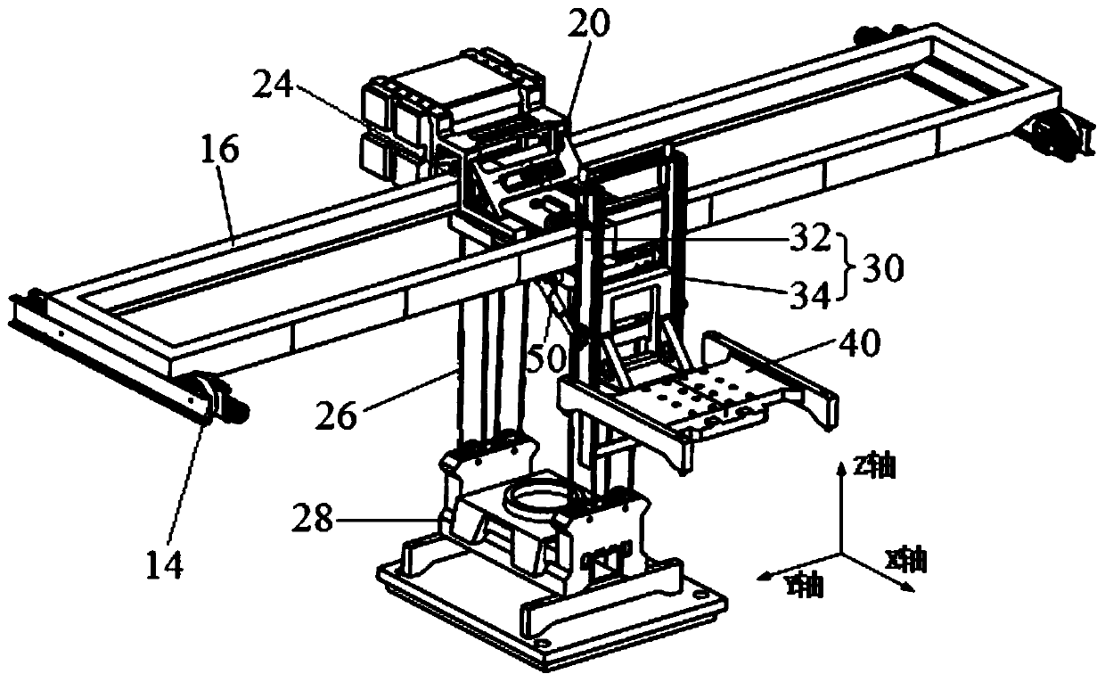 Bridge-stacking secondary stacking device for radioactive waste goods packages