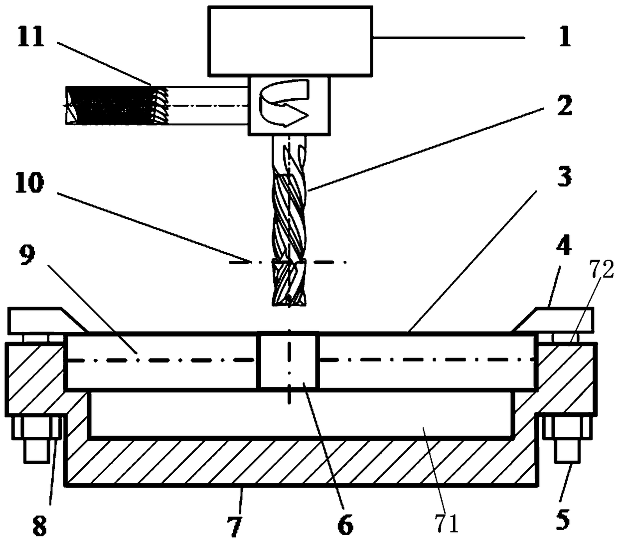 Cutting machining device and method for CFRP special-shaped holes