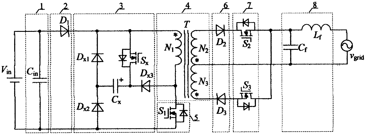 Flyback grid-connected inverter with low frequency ripple suppression function