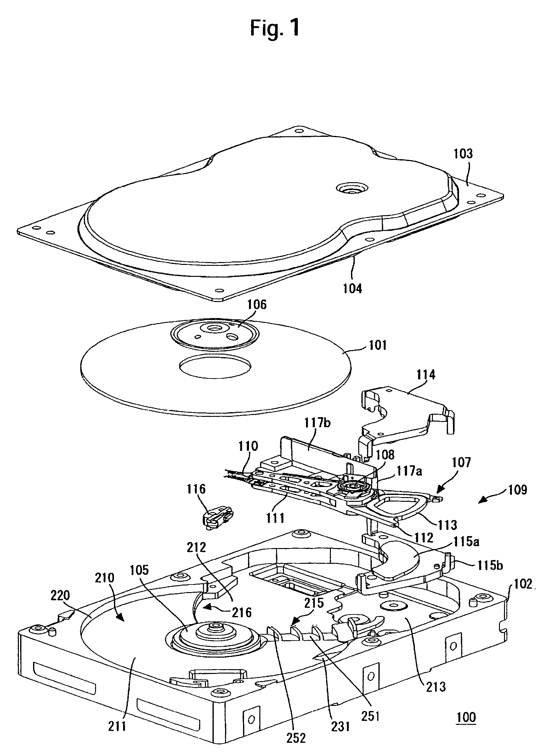 Disk drive with airflow control and fins at a transitional surface between base surfaces